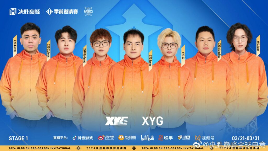 XYG roster for China Pre-Season Invitational: Stage 1